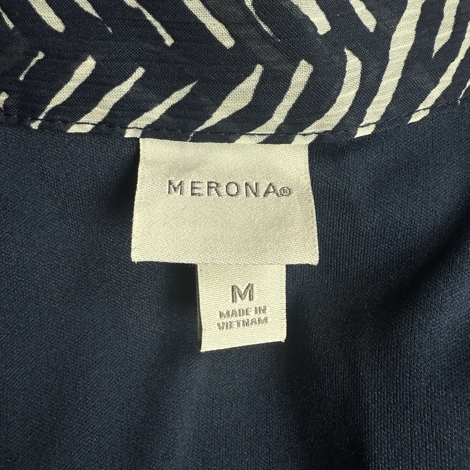 Merona Bow Tie Neck Dress Womens M 8 10 Blue Geo Print Halter Chiffon Midi Retro - Image 4