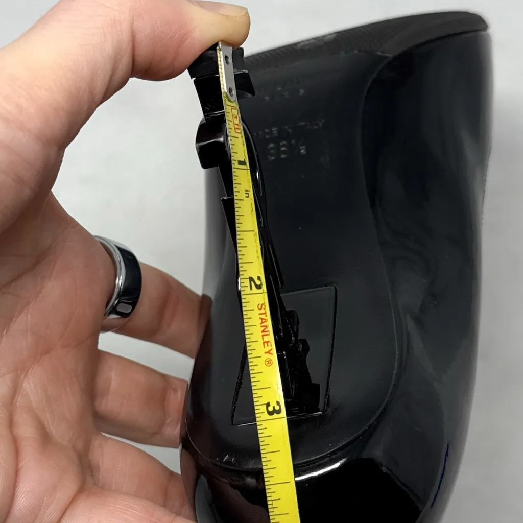 Saint Laurent Opyum 85 Patent YSL Stiletto Pointed Toe Pumps Heels Black 36.5 - Image 14