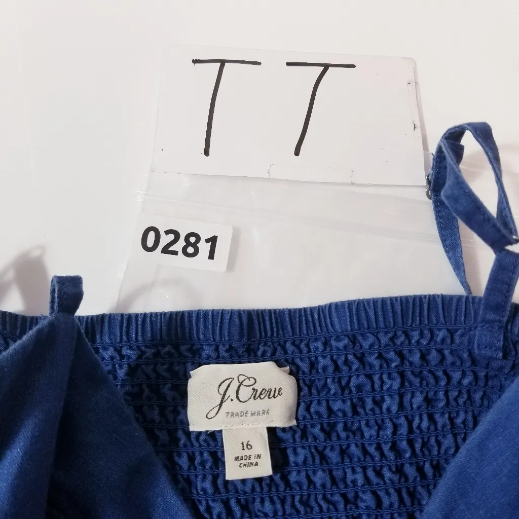 J. Crew Blue Chambray Smocked Dress Cotton Linen - Image 11