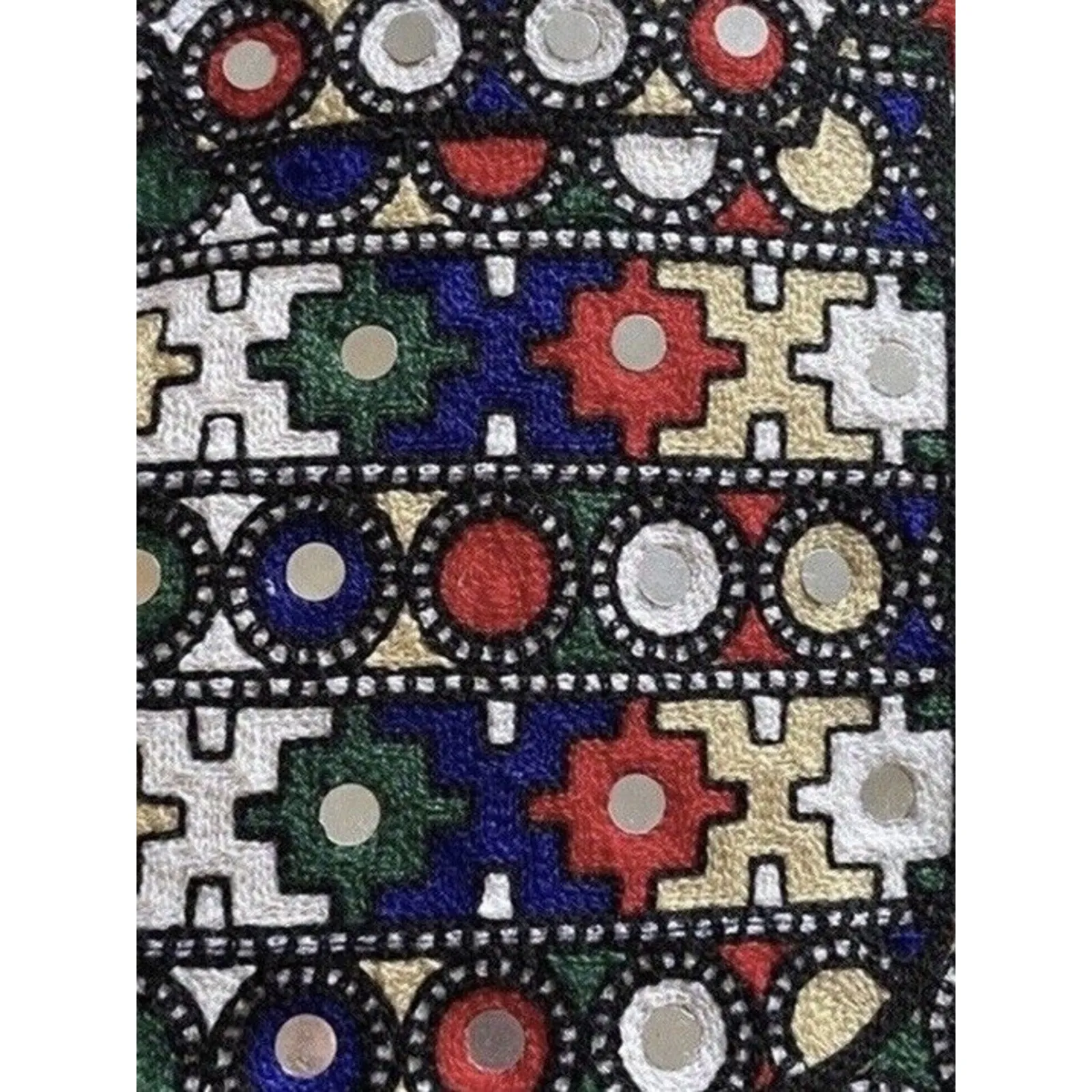 Unique Mirrored Tote Bag Blue Red Green White Bag Medium Pakistan NWOT Black - Image 2