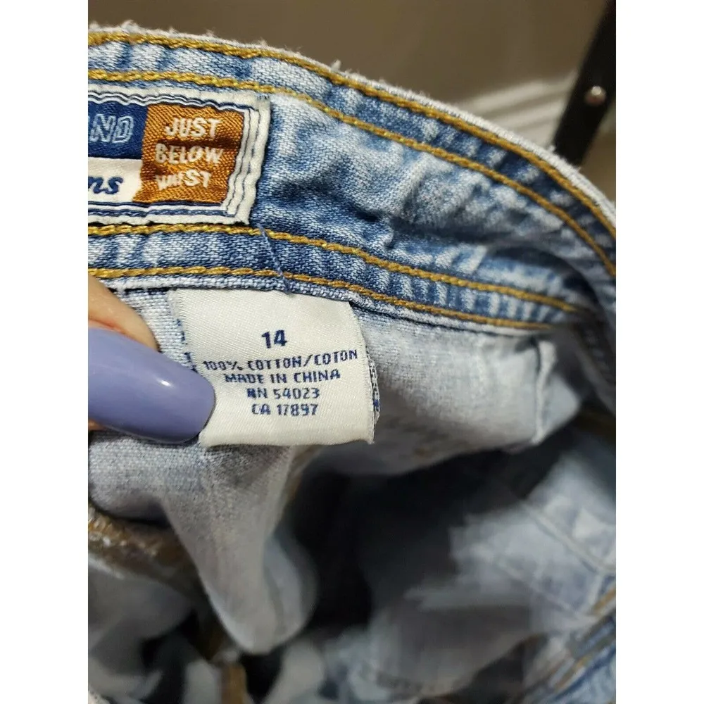 Old Navy Women Solid Blue Denim Cotton Mid Rise Straight Leg Jeans Pant Size 14 - Image 7