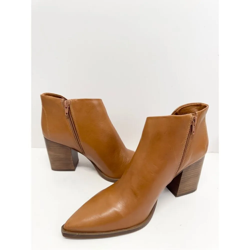 Arezzo Boots Size 9B Leather Pointed Toe Block Heel Pull On Booties NEW Brown - Image 7