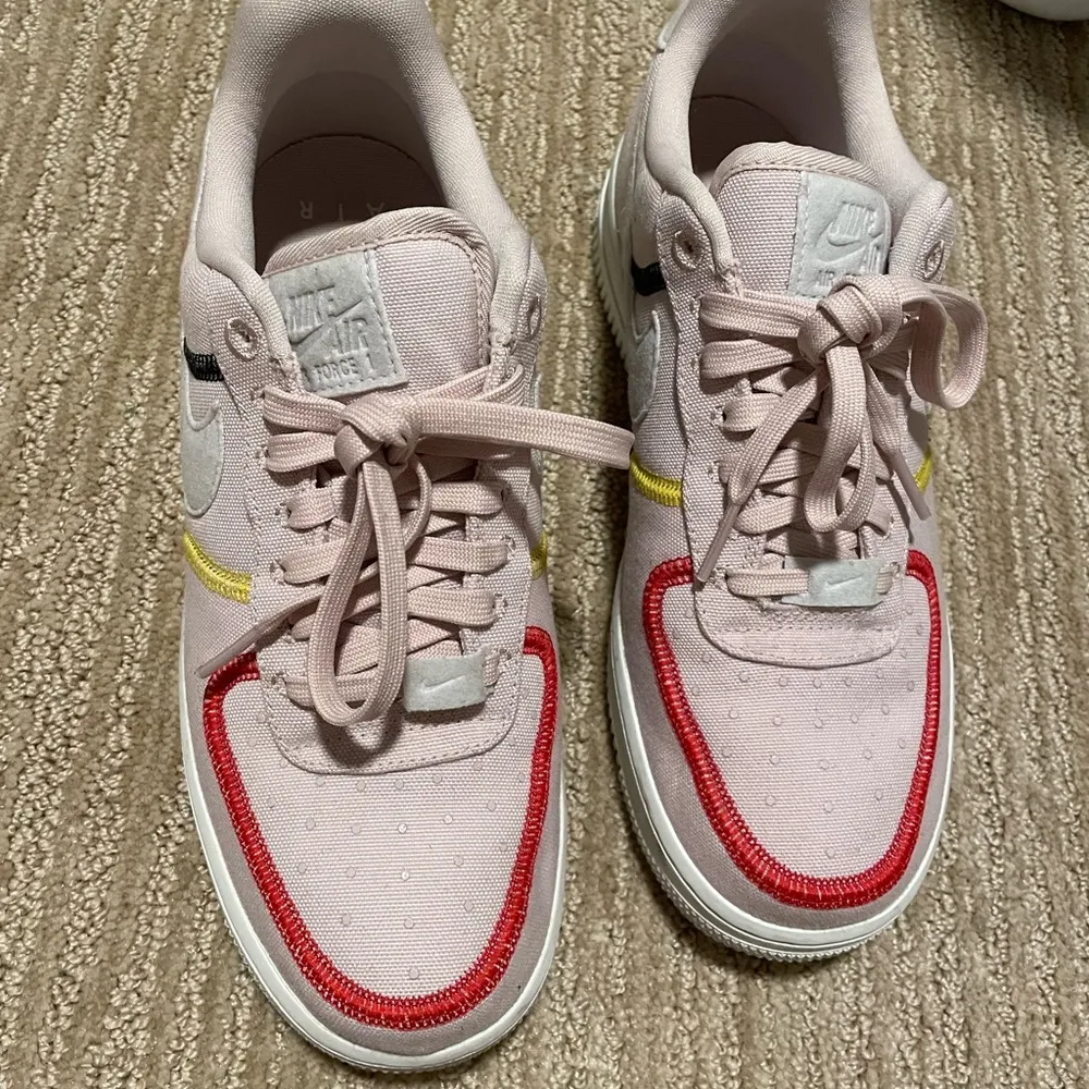 Pink Nike stitched Air Force ones - Image 2