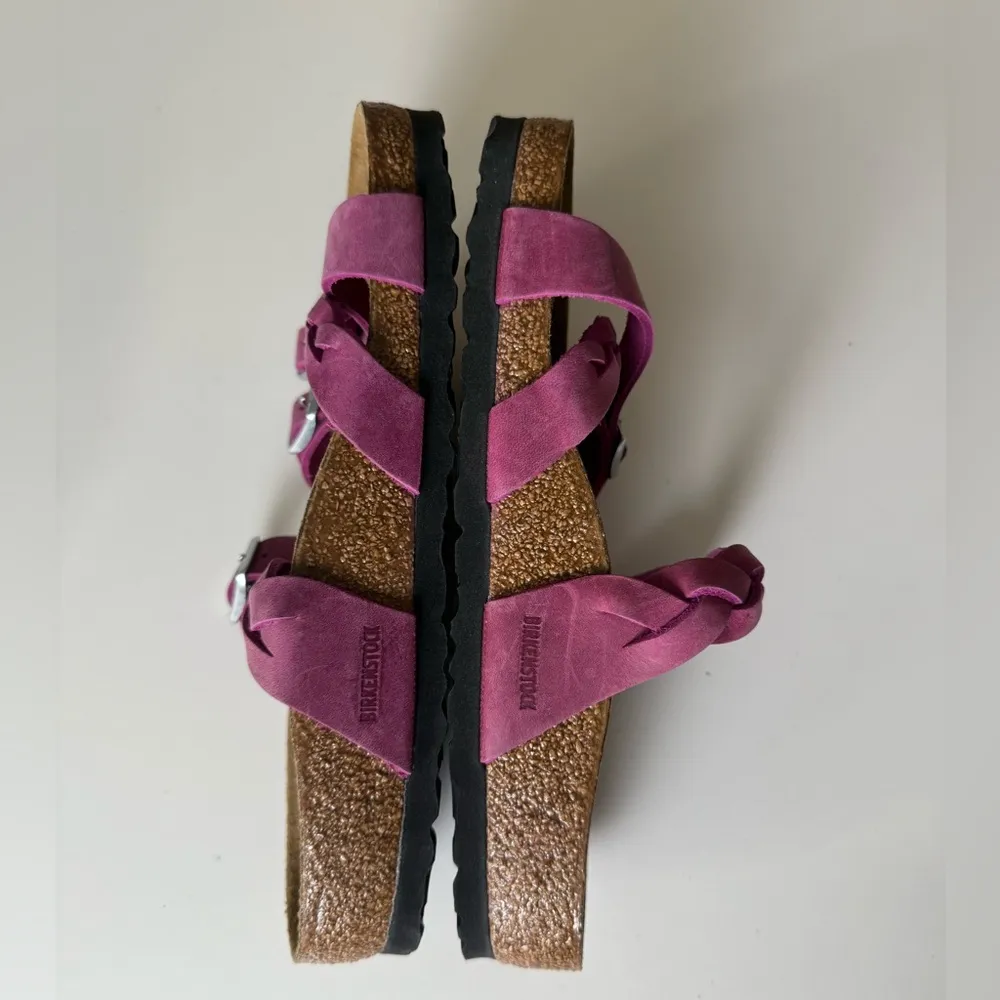 Birkenstock Franca Braided Oiled Leather Sandal Festival Fuschia 5 - Image 5