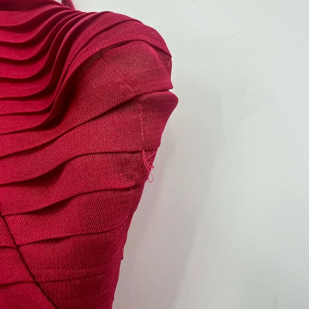 Self portrait Layered lace and pleated chiffon midi dress Red Size 4 - Image 8