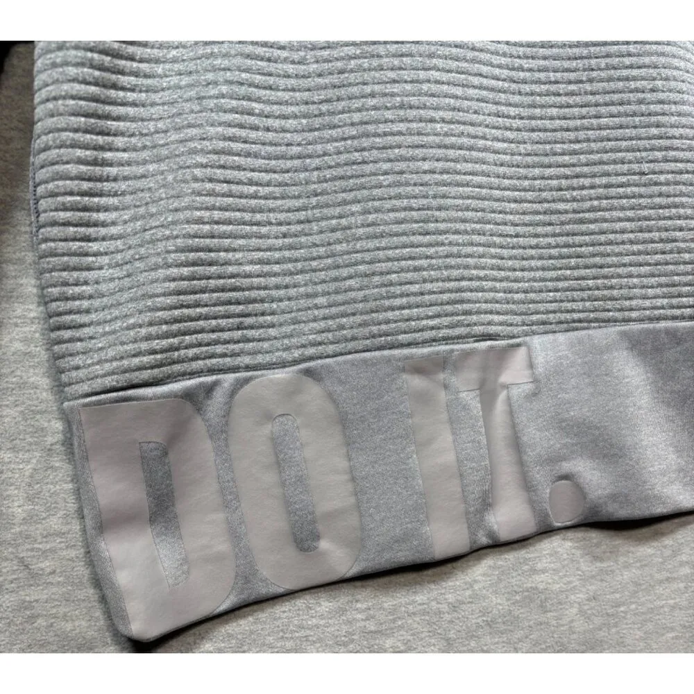 Nike Dri Fit Gray Just‎ Do It Sweatshirt Ribbed Texture Womens M Athleisure - Image 3