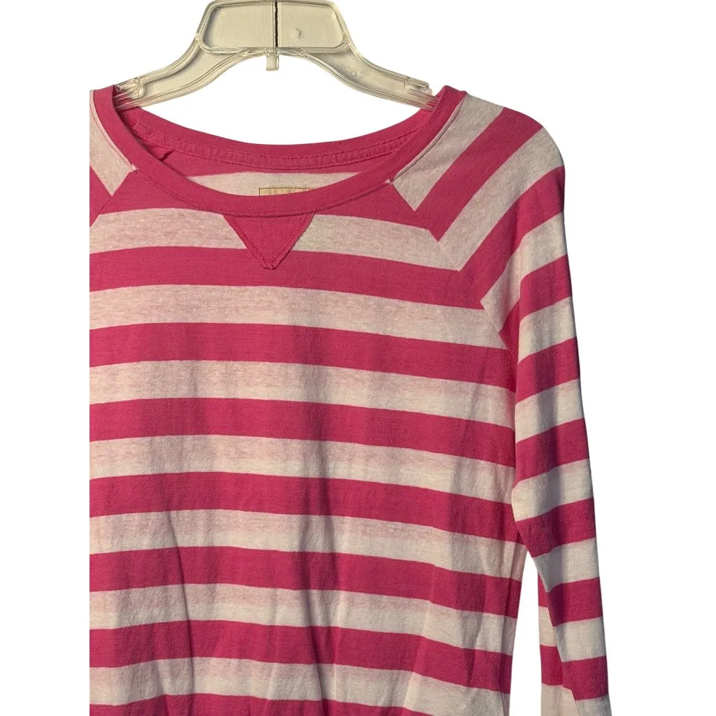 VTG Hollister Y2K XS Pink White Stripe Long Sleeve Pullover Preppy Sweatshirt - Image 3