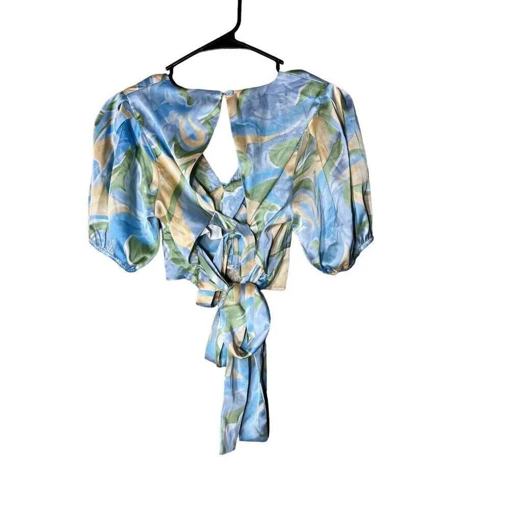 Nasty‎ Gal Blue Satin Crop Top Size 2 - Image 7