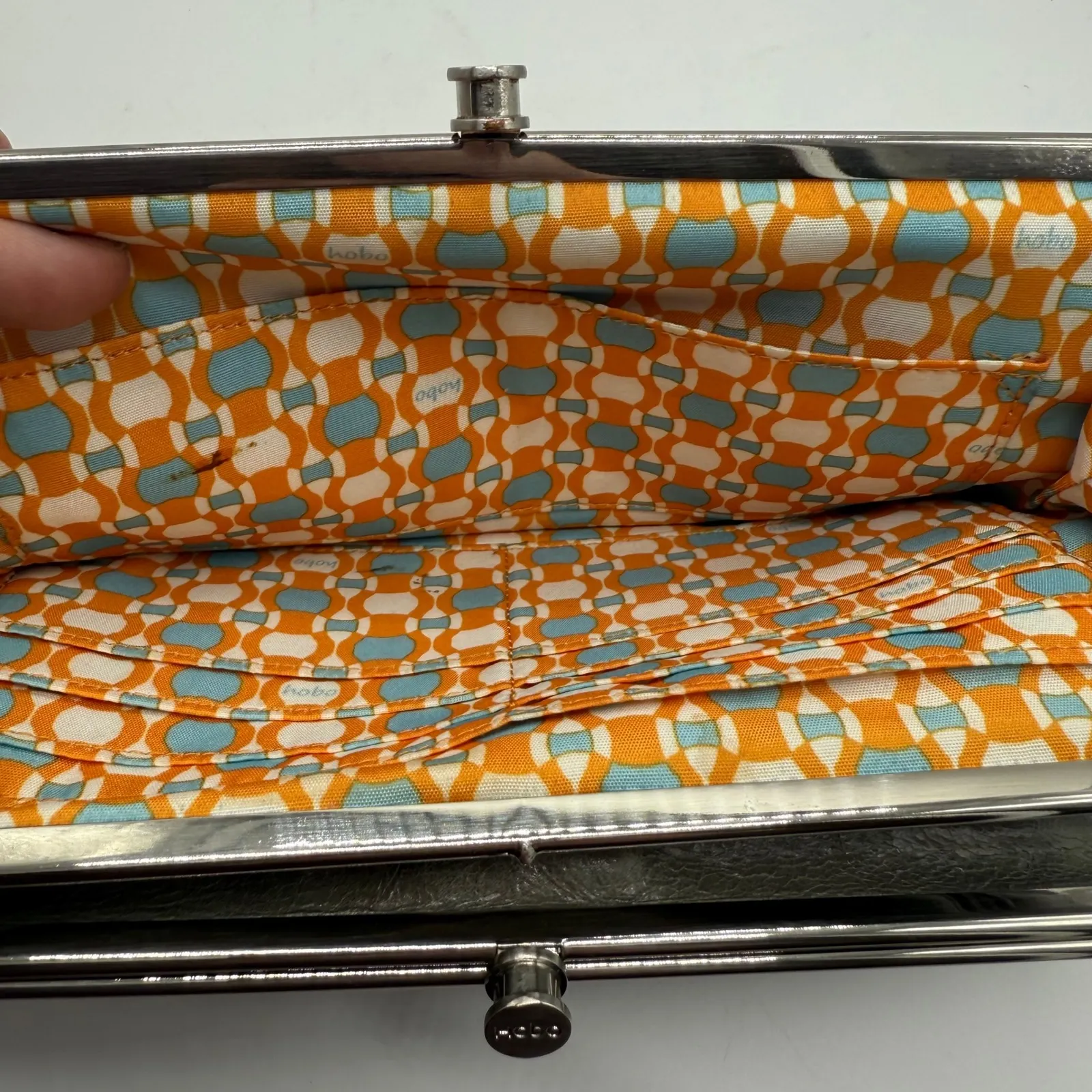 HOBO International LAUREN Leather Clutch Double Frame Wallet GRAVEL Gray - Image 6