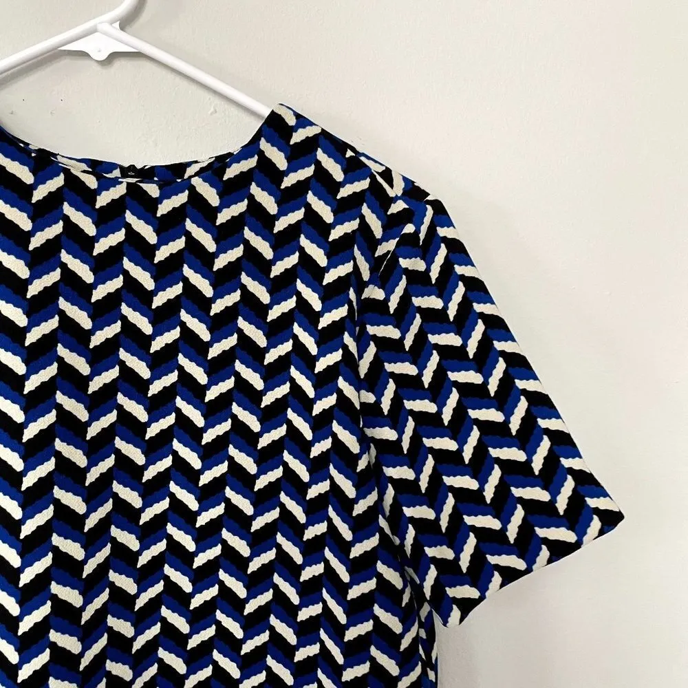 Zara Woman blue black white striped design causal sheath dress short sleeved - Image 2