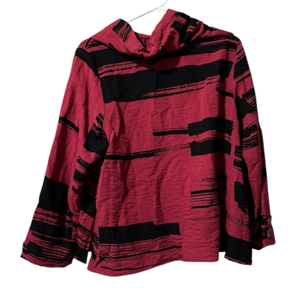 Habitat Clothes To Live In Women Small Black Red Cowl Neck Lagenlook‎ Tunic Top - Image 2
