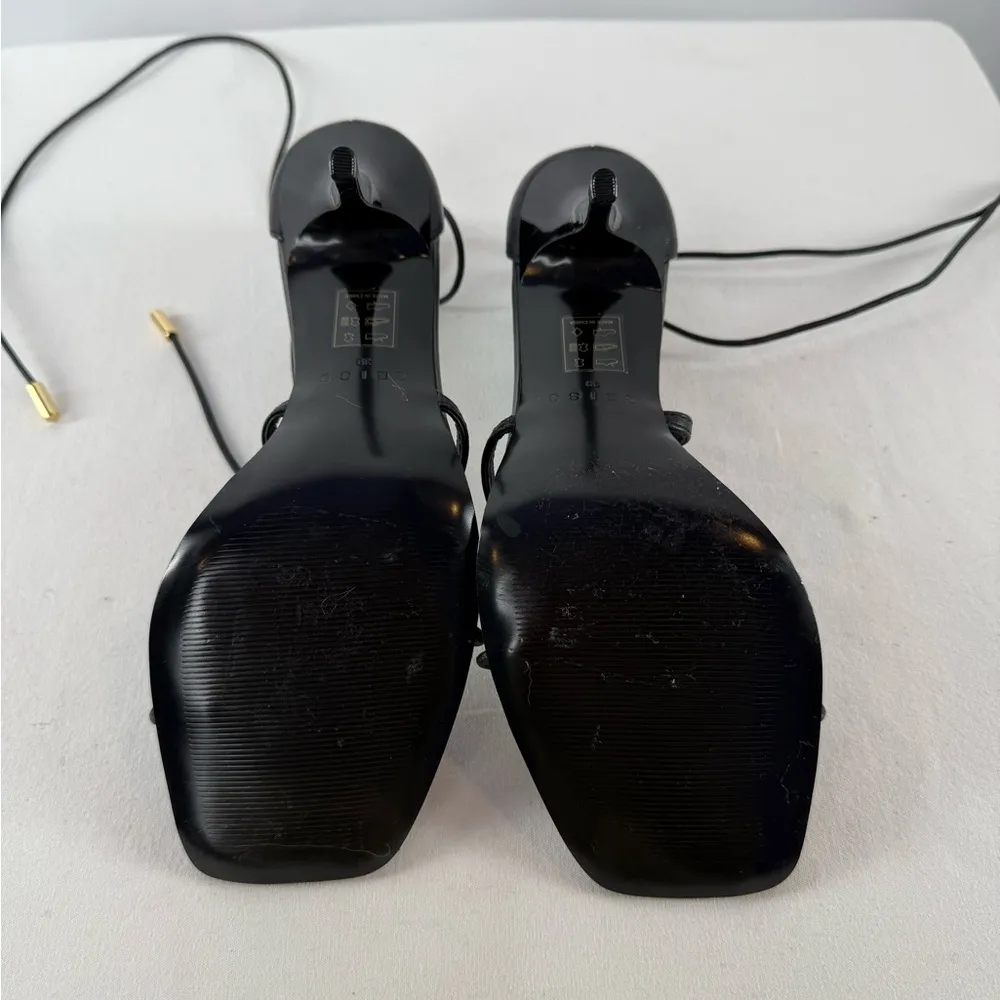 NEW‎ Reiss Kali Leather Strappy Square Toe Wrap High Heel Sandals Black Size 8.5 - Image 6