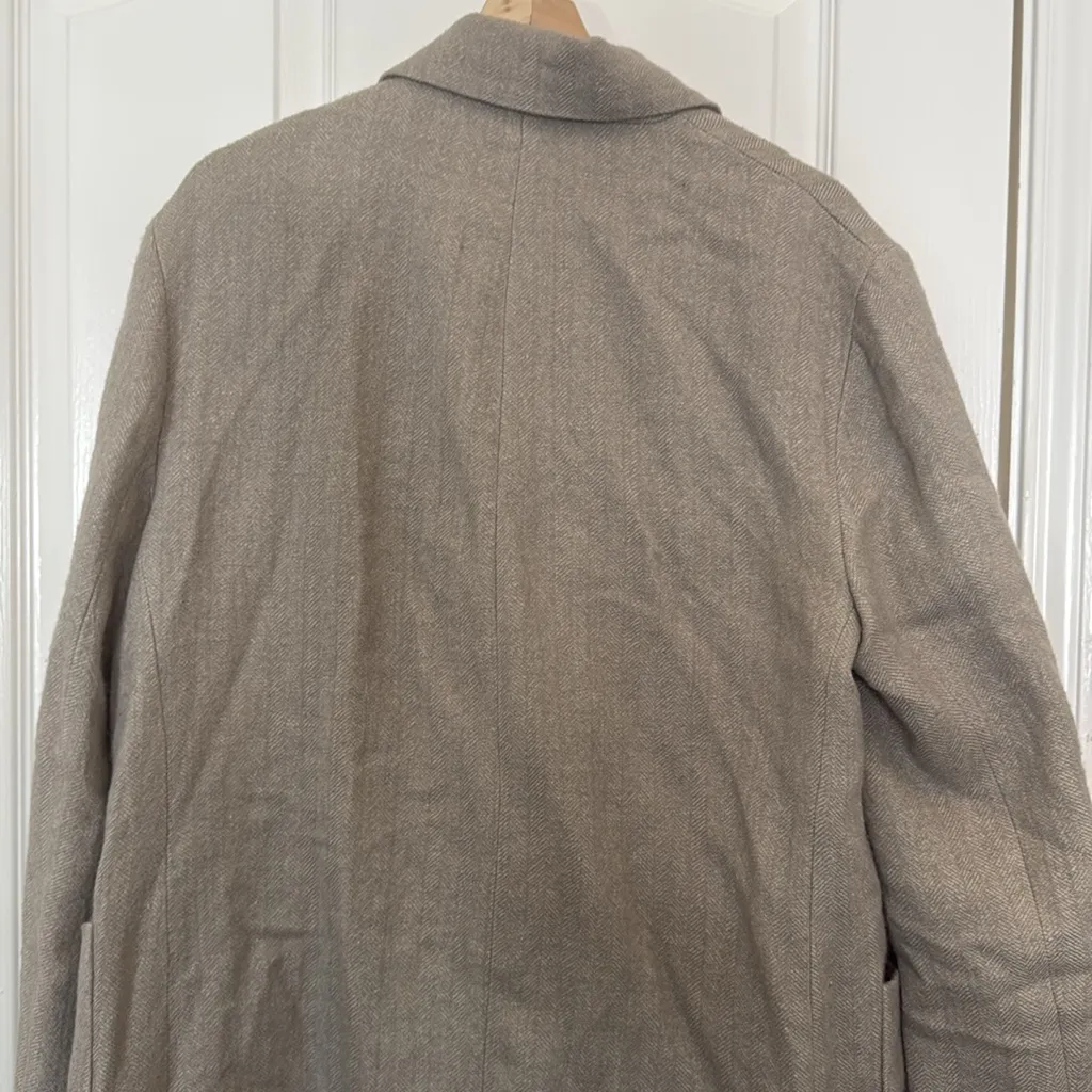 Zara double breasted tweed mid length coat greige - Image 8