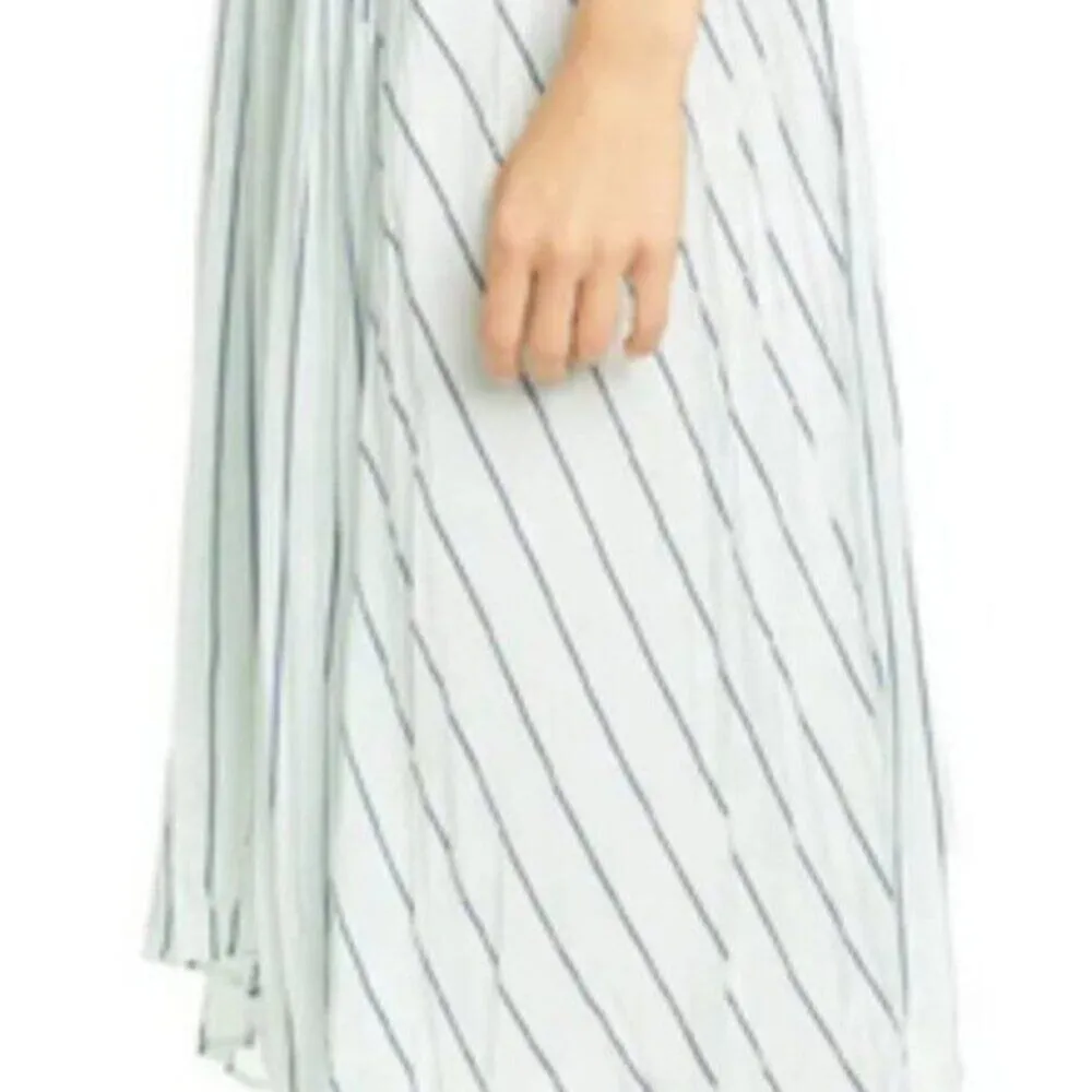 Vince Mint Stripe Gauze Panel Skirt Green M - Image 7