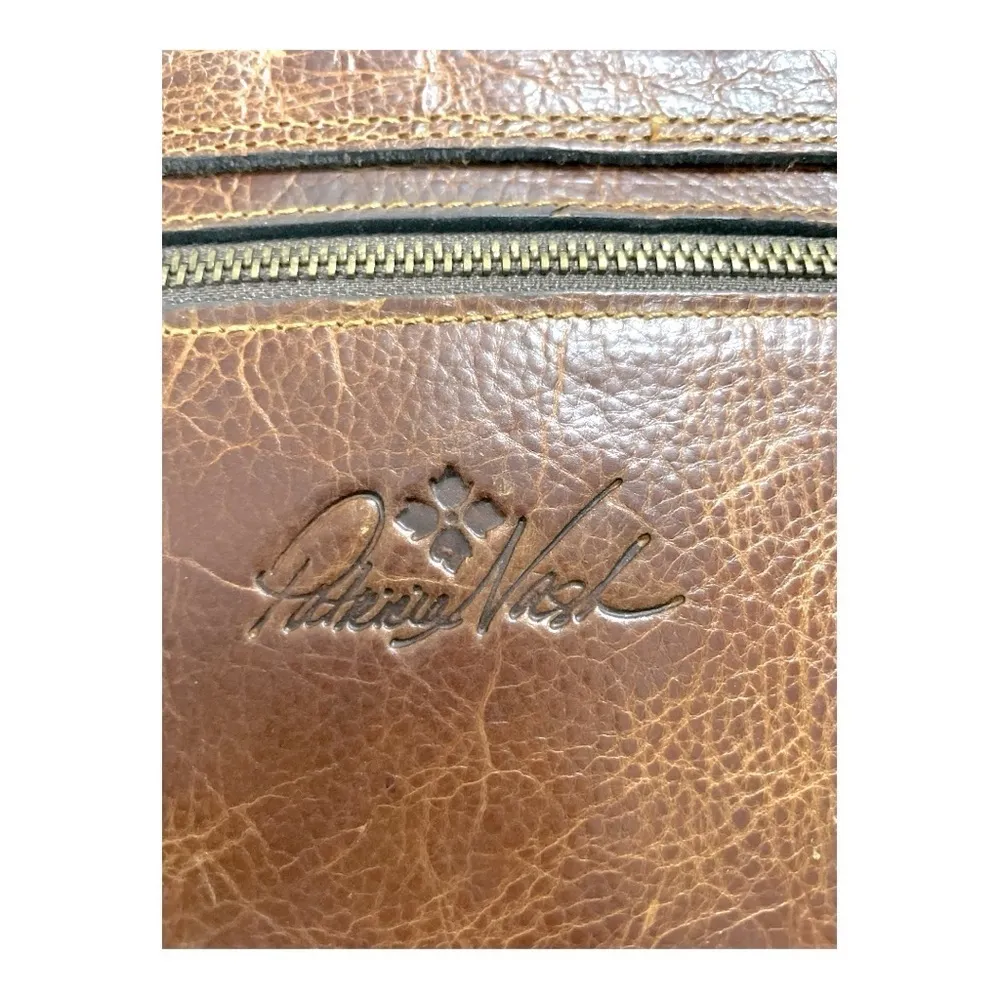 Patricia Nash Midi Leather iPad Case Clutch Brown Cognac Vintage Style - Image 4