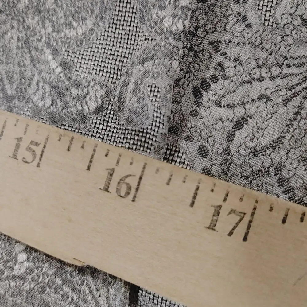 Saks Fifth Avenue Vintage Italian Paisley Silk Scarf Gray Fringed Edges 56 by 17 - Image 6