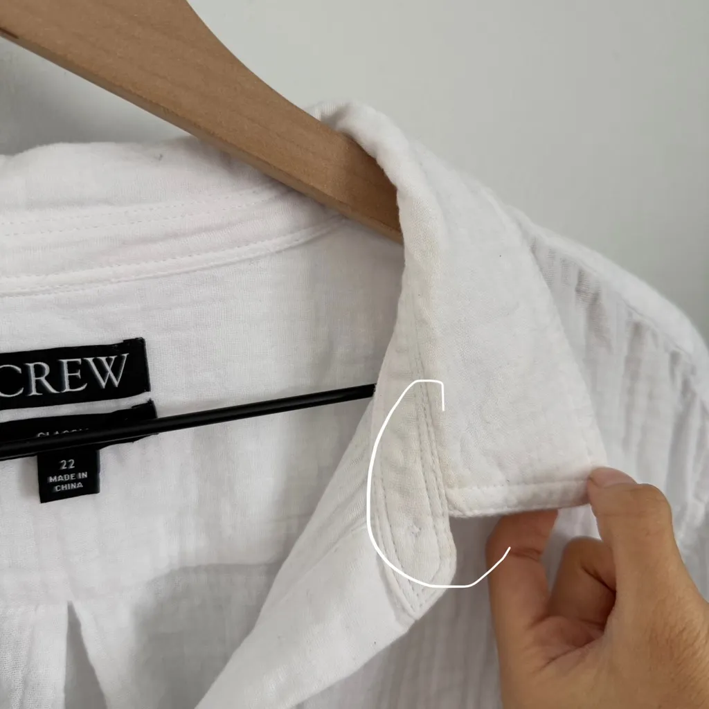 J.Crew 22 Cotton Gauze Long Sleeve Shirt White Classic Coastal Resort Minimal - Image 2