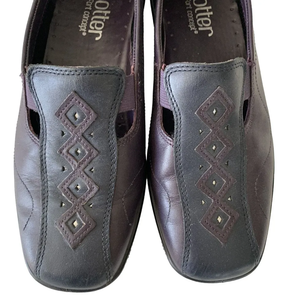 Hotter Calypso Womens Sz 7 Navy Blue Purple Leather Comfort Slip On Loafer Shoes - Image 6