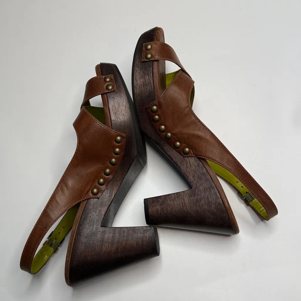 Boden Slingback Wooden Clog Platform Block Heels Sandals S - Image 7