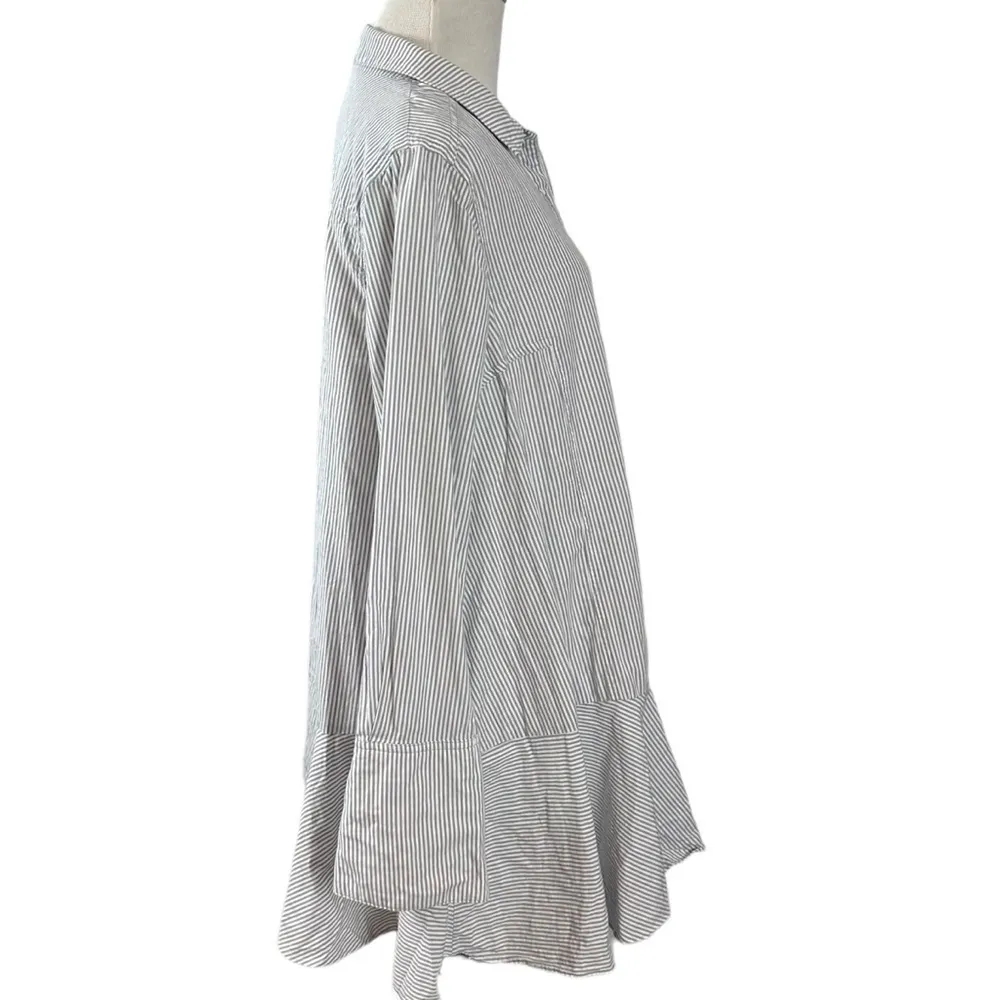Free People All For You Striped Shirt Dress Grey White Combo Preppy Coastal Mini - Image 11