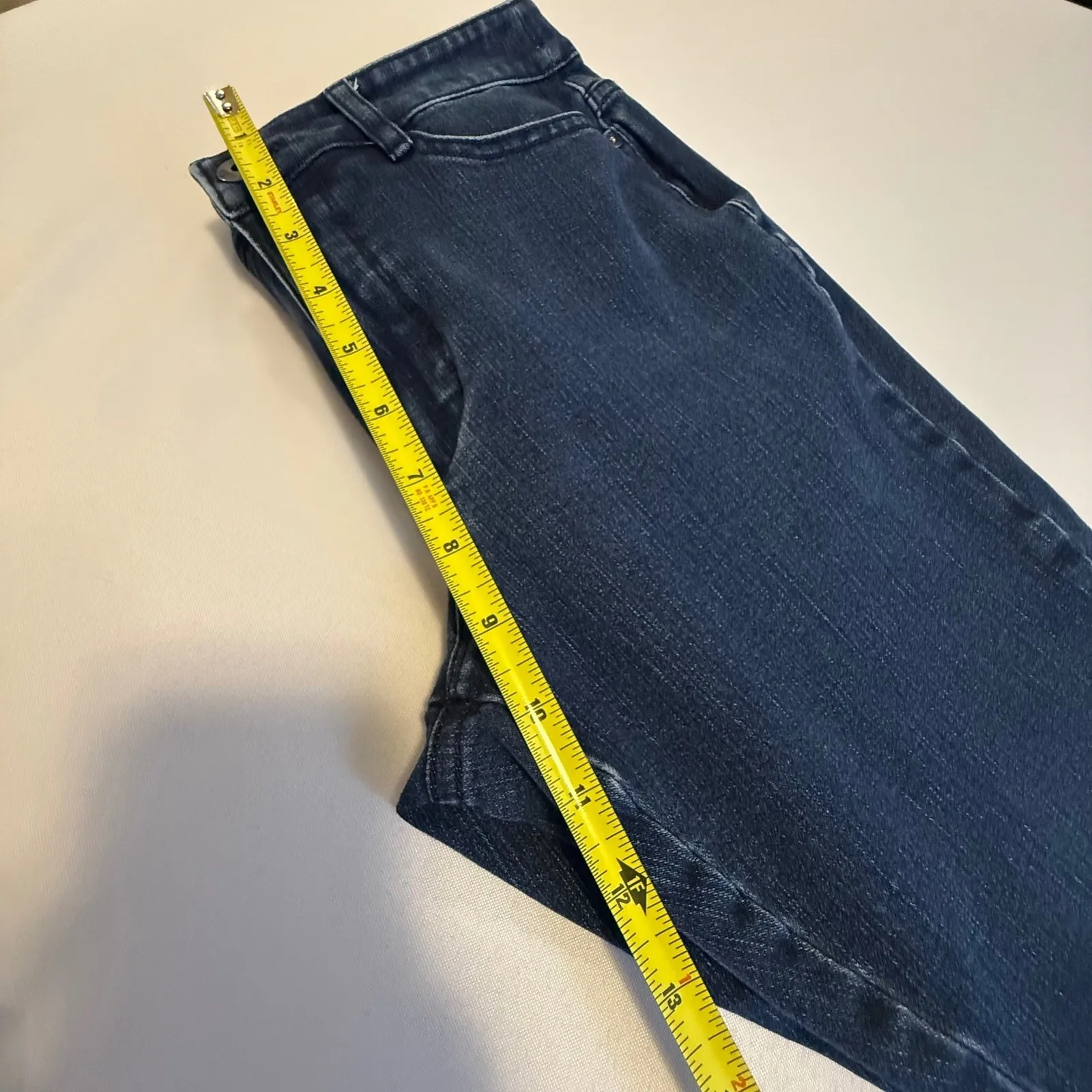 J Jill Denim Premium Flex High Rise Capri Legging Jeans Dark Wash stretchy Sz 8 Blue - Image 7