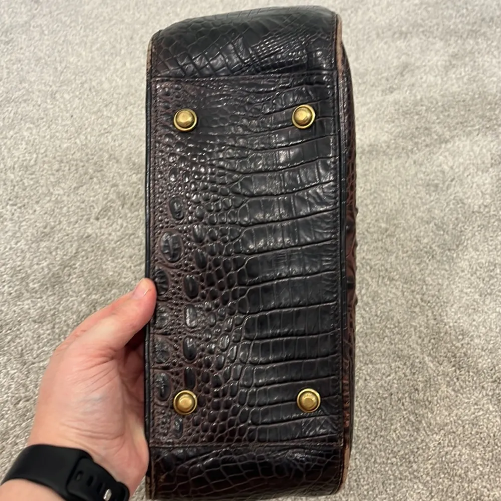 Brahmin Melbourne Maggie Cognac Brown Crocodile Hobo Leather Shoulder Bag - Image 4