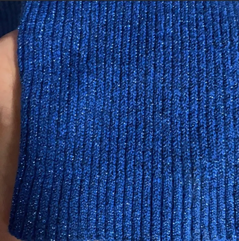 metallic blue beaded sweater. Medium - Image 7
