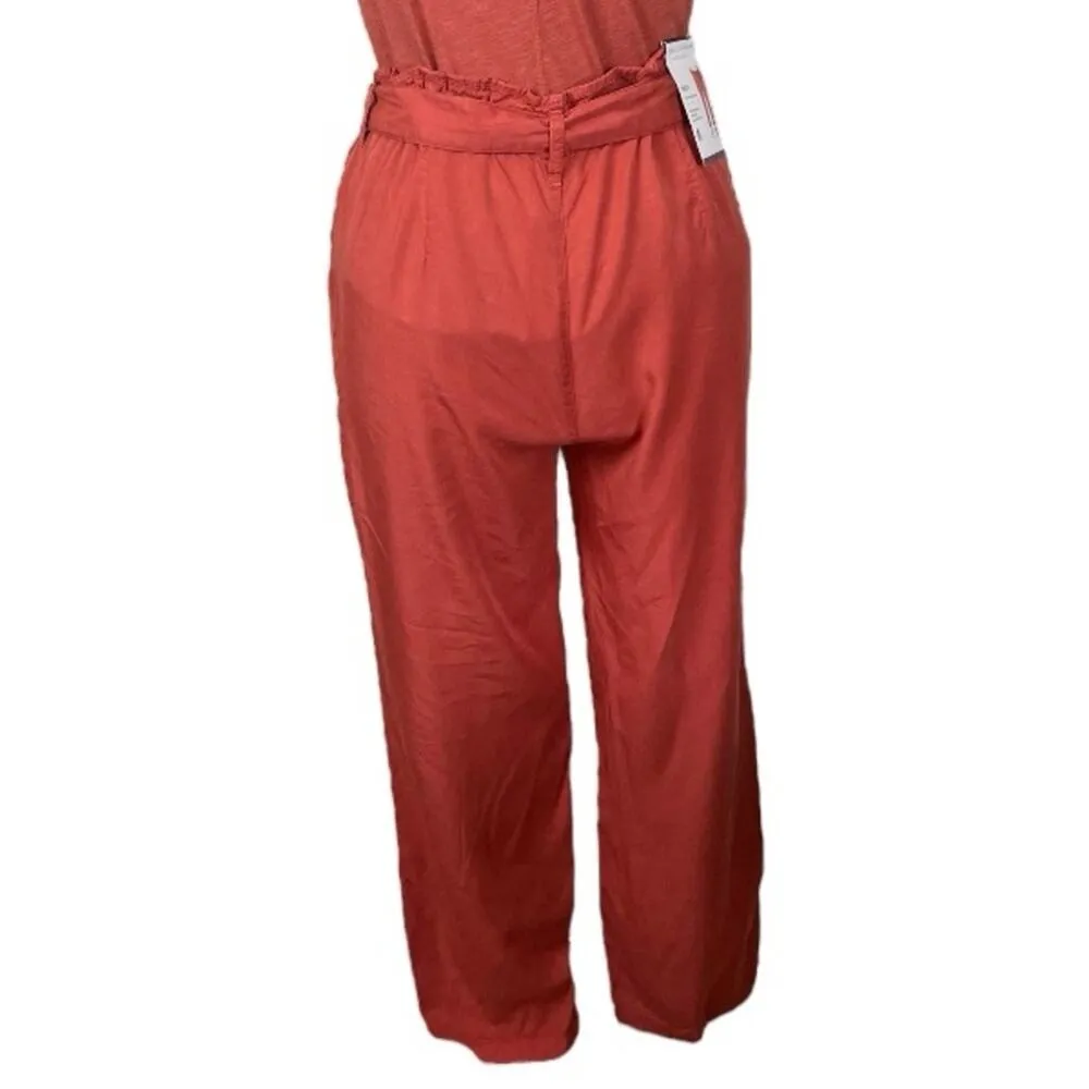 Sanctuary New Ankle Pants Paperbag Waist Drape Fit Tencel Rust Women’s Size XXL - Image 5