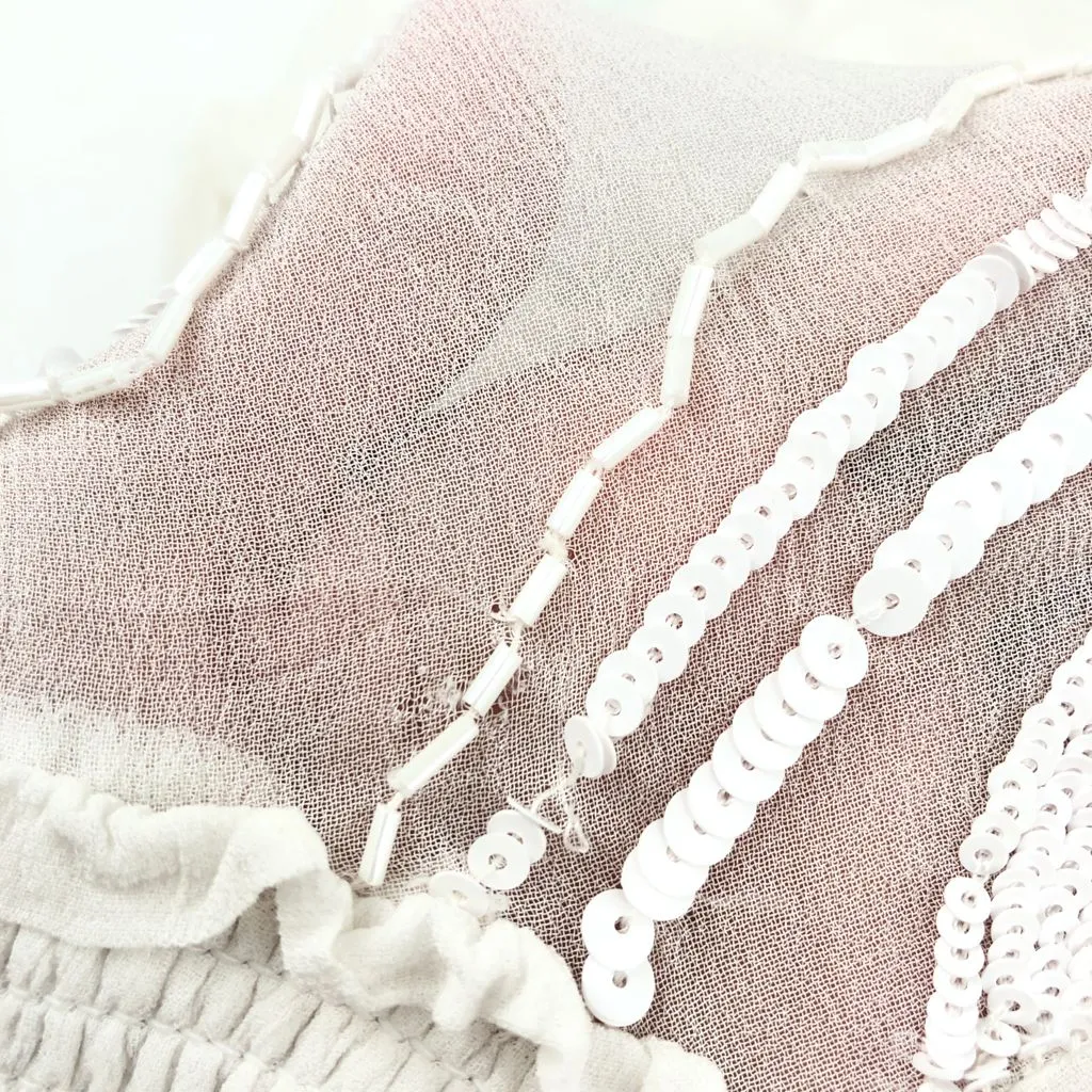 RETROFETE CHLOE EMBELLISHED SILK CHIFFON DRESS WHITE XS‎ - Image 4