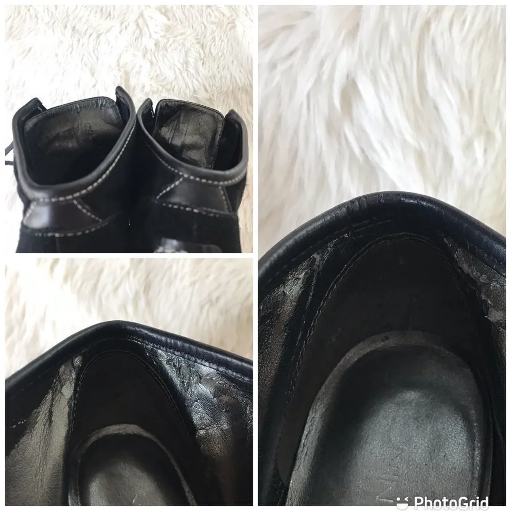 NINE WEST Suede Moccasin Ankle Boot Bootie Black Chunky Heel Leather Size 5.5‎ - Image 11