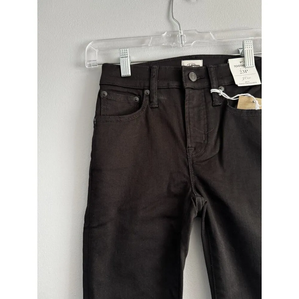 NWT J Crew 9” Toothpick Black Mid Rise Stretchy Skinny Jeans Size 23P - Image 3