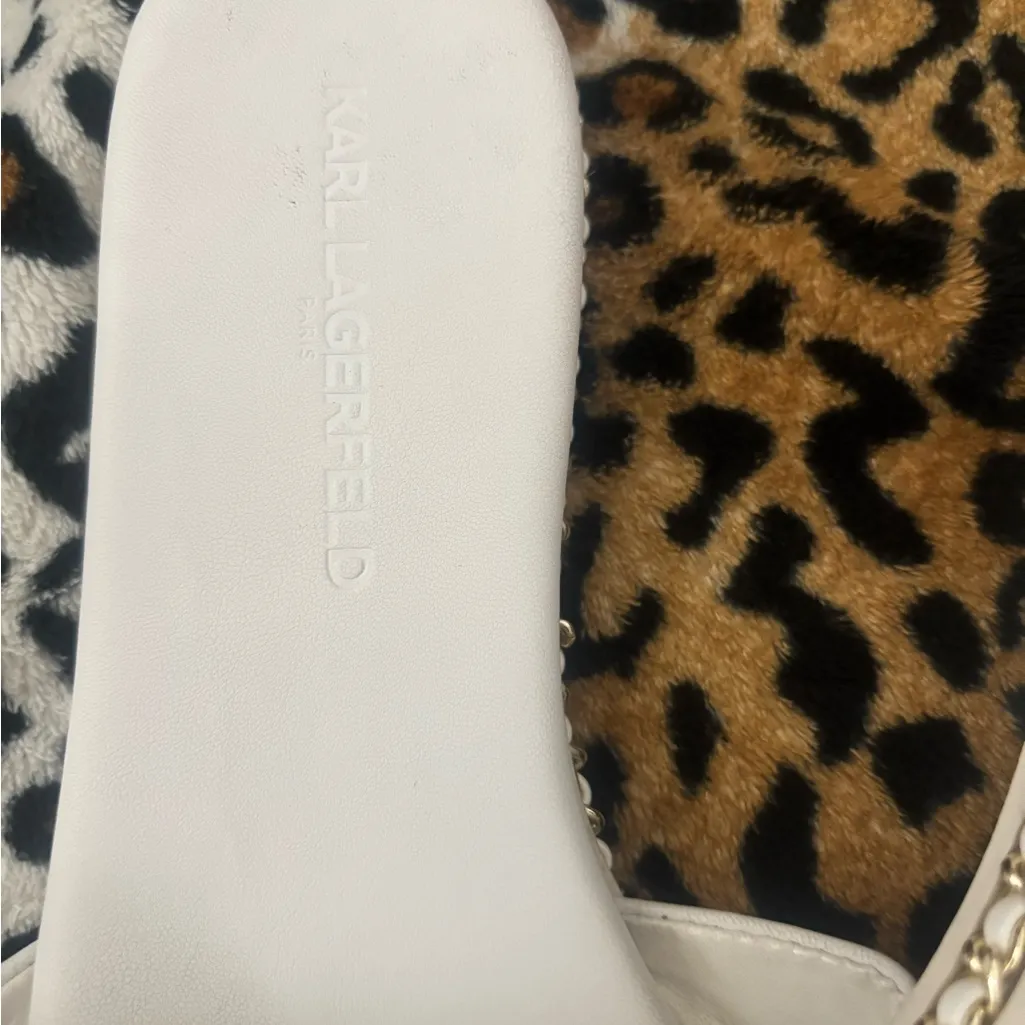 Karl Lagerfeld White Crystal Slide Sandals - Image 3