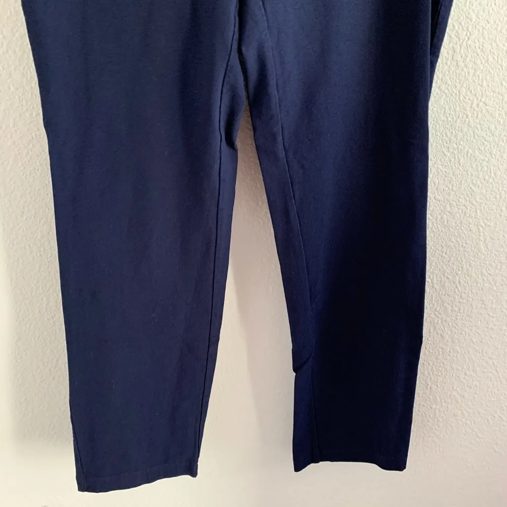 Eileen Fisher Navy Blue Straight Leg Pull On Pants Small - Image 4