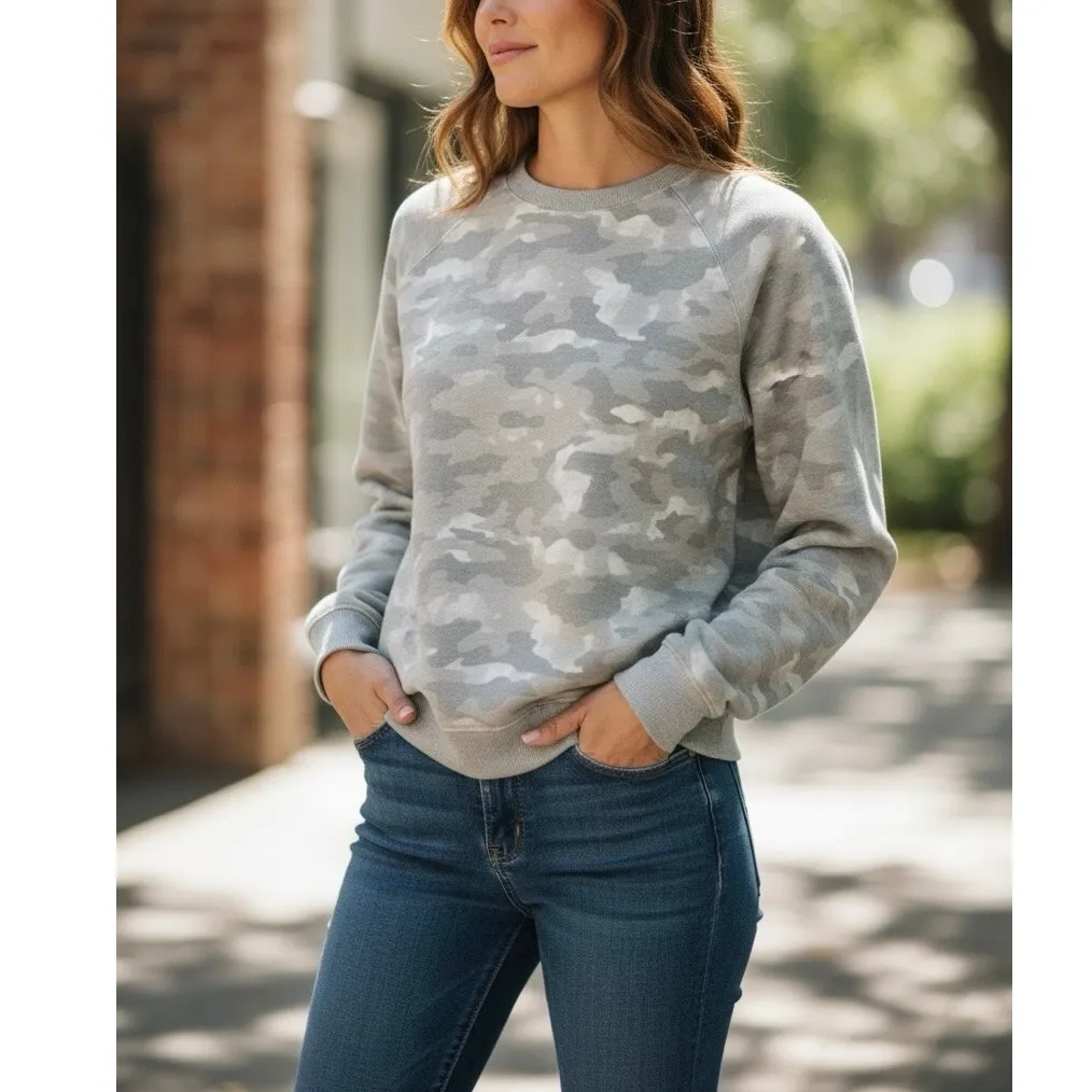 Tek Gear Camo Crewneck Sweatshirt XL Gray Green Camouflage Fleece Pullover Comfy - Image 4