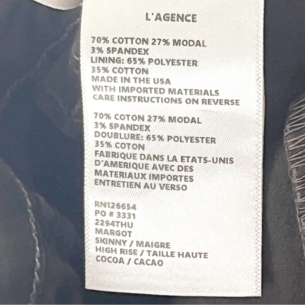 L’AGENCE Margot Chocolate Brown High Rise Skinny Jeans, Size 26 - Image 4