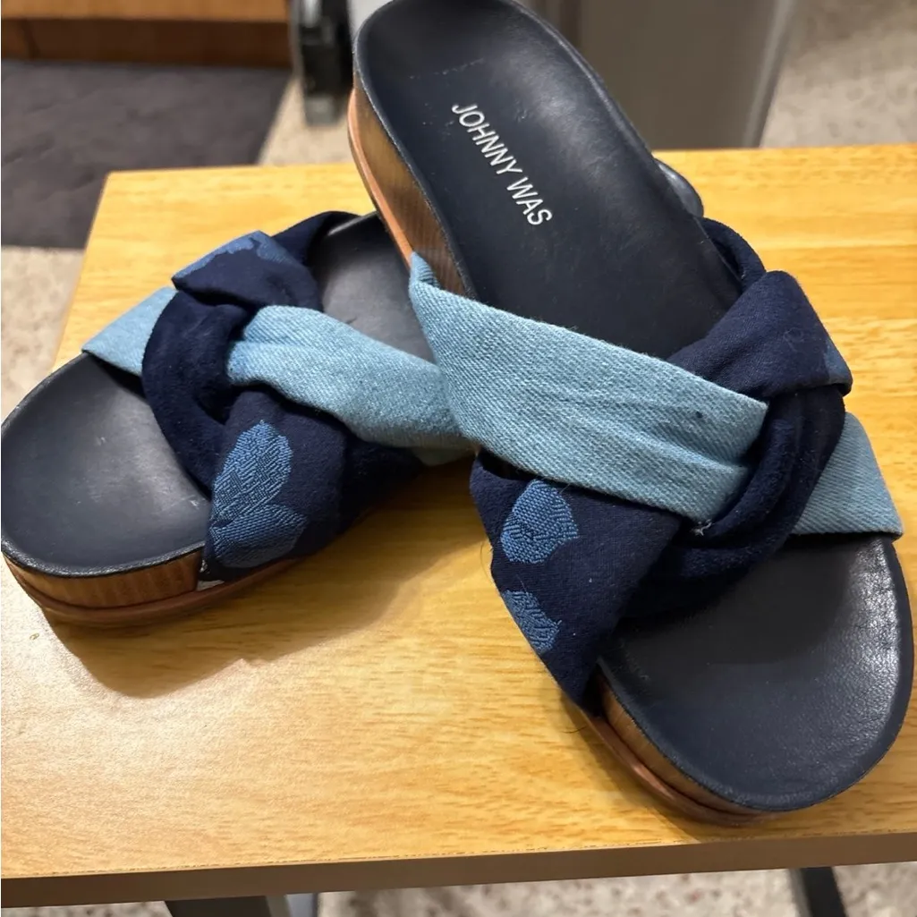 John was floral jacquard twist sandals size 7 blue floral - Image 7
