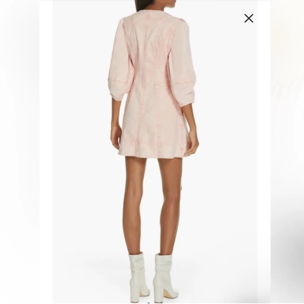 Ulla Johnson Wilona Dress Rose Pink Denim Zip Up Mini Size 8 Acid Washed Utility - Image 5