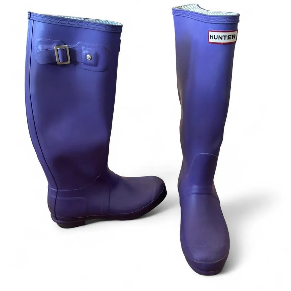 HUNTER ORIGINAL TALL RAIN BOOTS PURPLE SIZE 7 - Image 3