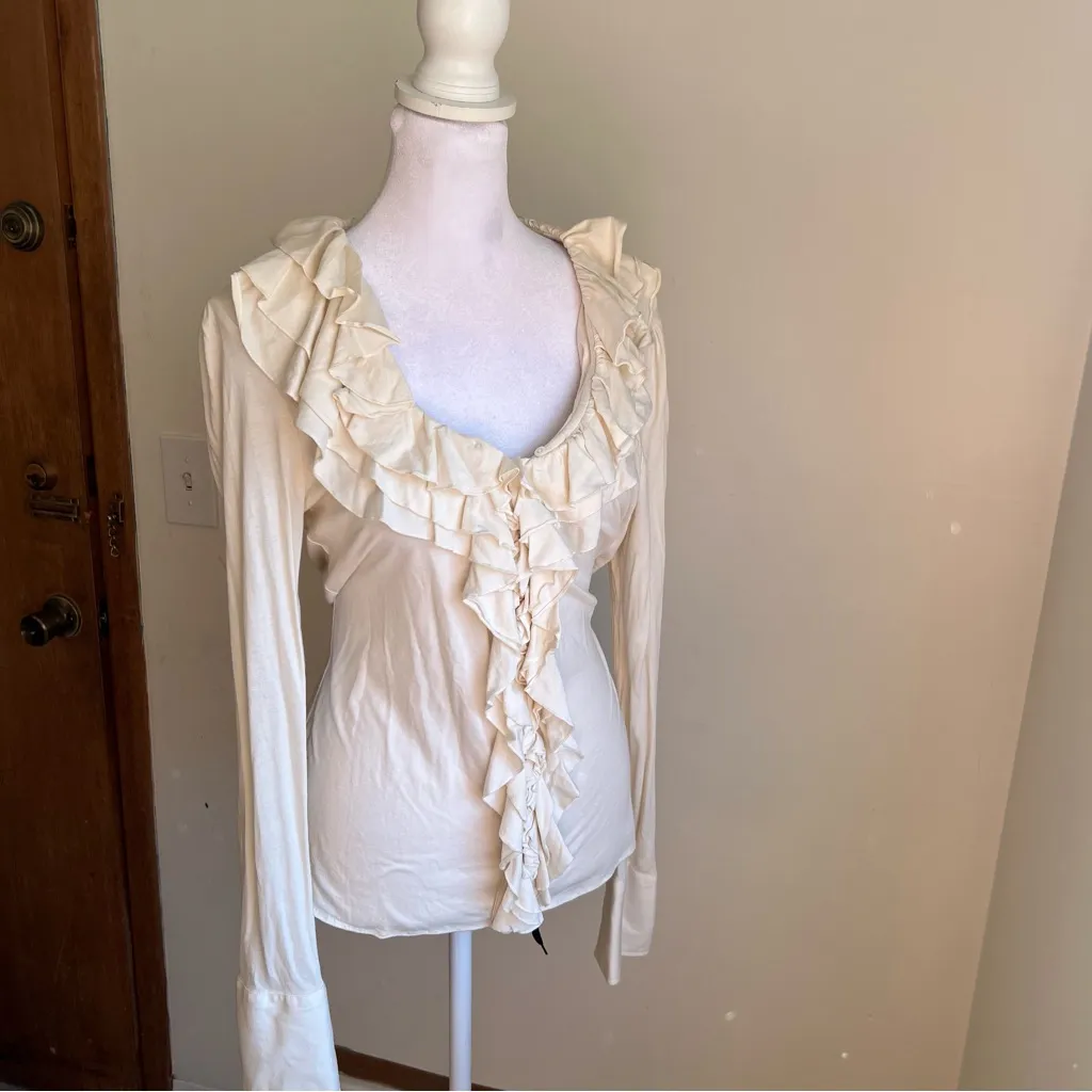 Ralph Lauren Cream Ruffle Blouse - Image 3