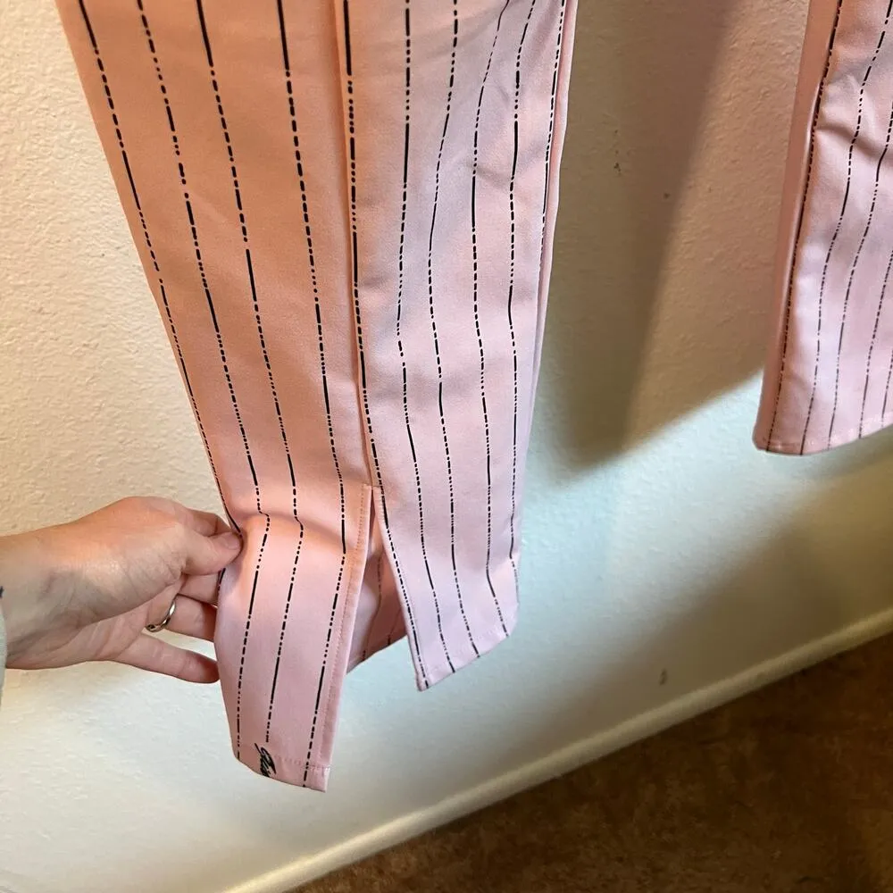 I AM GIA Pink Pinstripe Dominique High Rise Cropped Pants Size Small - Image 4