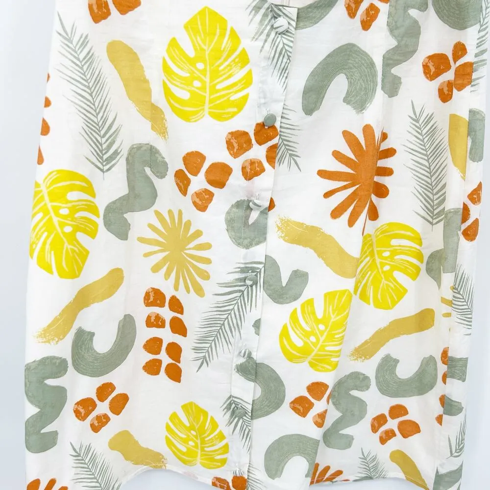 SABO SKIRT Womens Cotton Desert Leaf Printed Puff Sleeve Enga Mini Dress Size XL - Image 6