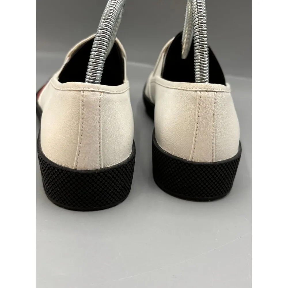 Prada Slip-On Loafers Shoes Arrow & Heart Design Size 38.5 White & Black - Image 4