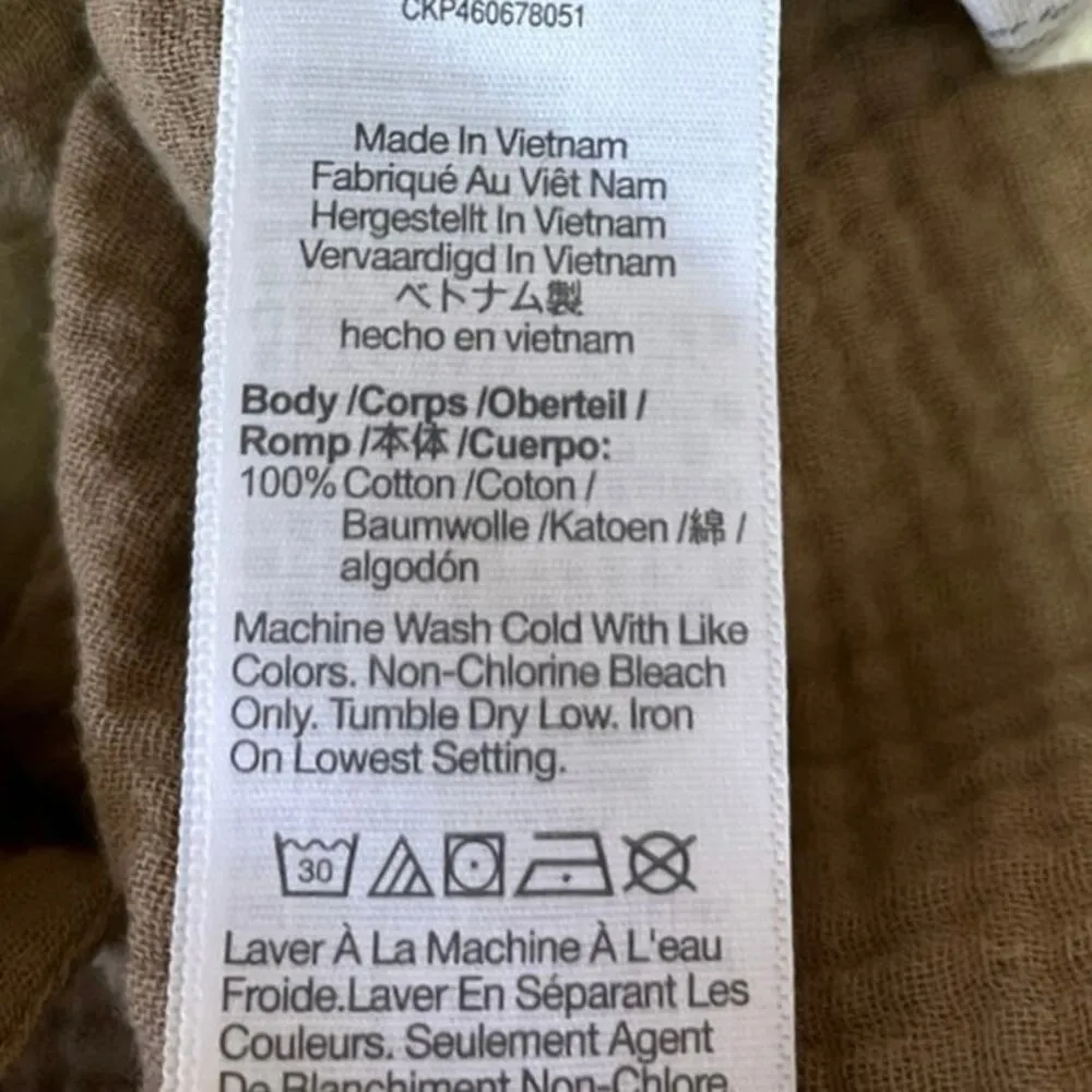 Madewell Lightspun Khaki Tan Button Down Up Cotton Gauze Shirt Blouse Top S - Image 4