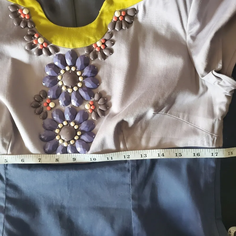 Boden grey Colorblock Beaded Sheath Dress sz 10L - Image 10