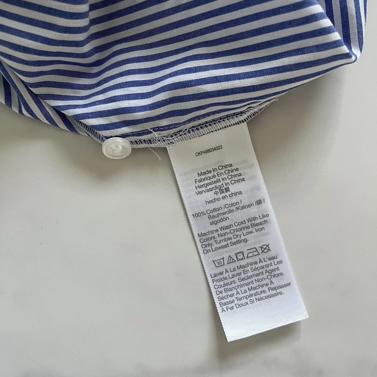 Madewell Button Front Gathered Mini Dress Striped Blue White Poplin Cotton Small - Image 8