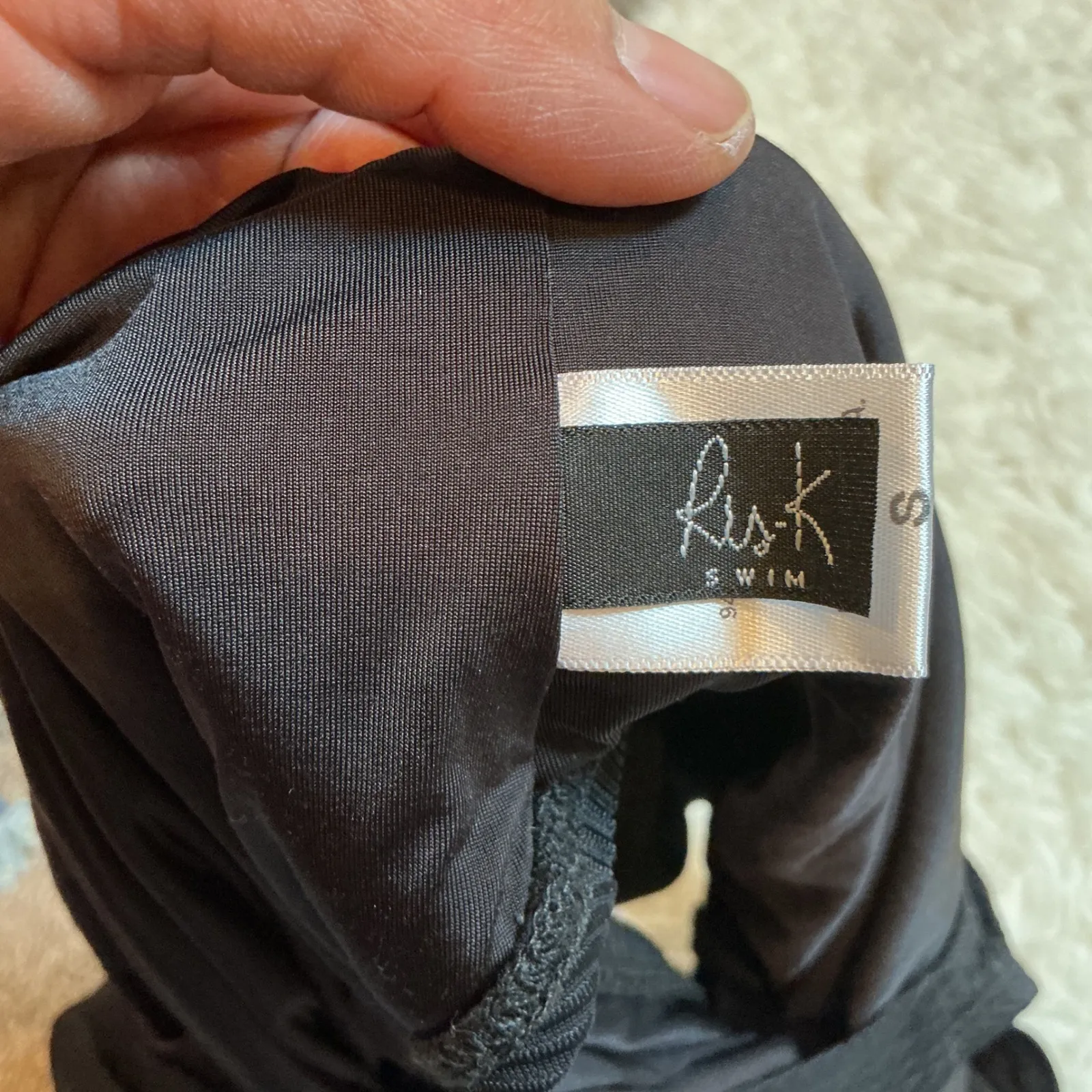 Rik K Swim Black Ribbed High Neck Racerback One Piece Swimsuit Size S - Image 4