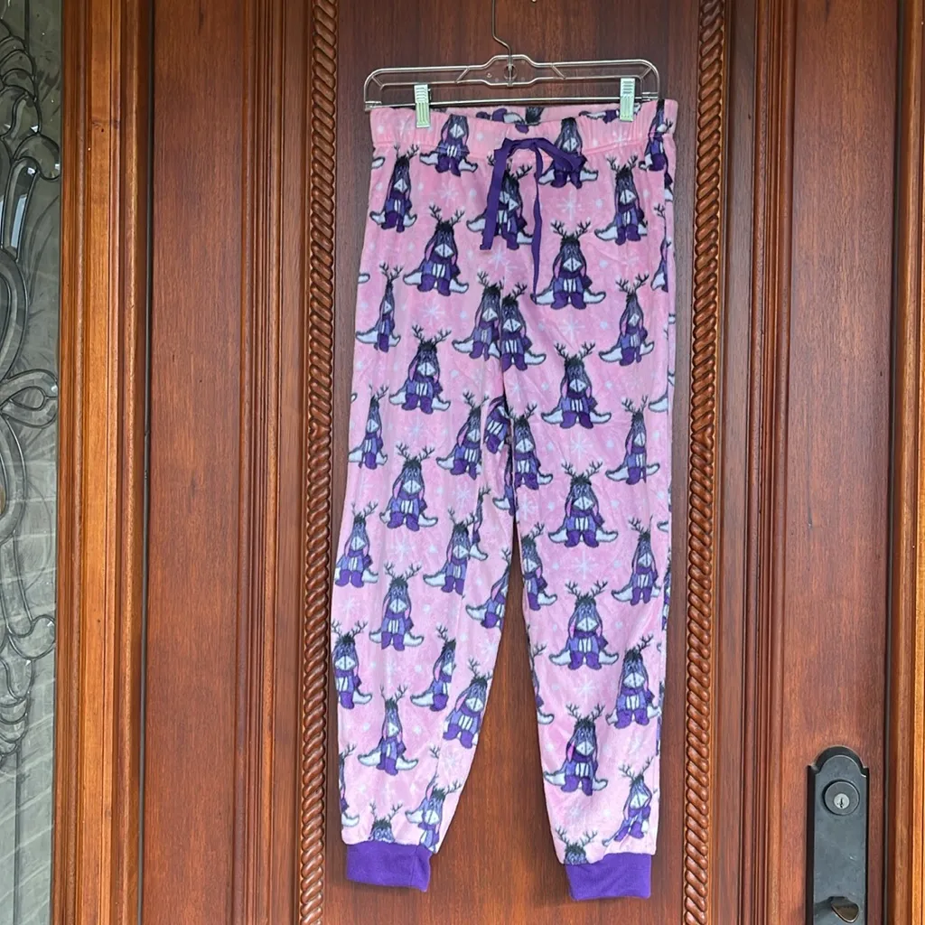 Disney Christmas Pajama Pants Eeyore Winnie the Pooh Womens S Pink Purple Jogger - Image 10