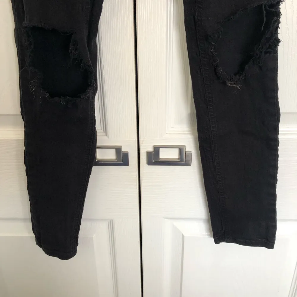 Topshop Jamie Moto Black Distressed Skinny Jeans Size 26 - Image 6