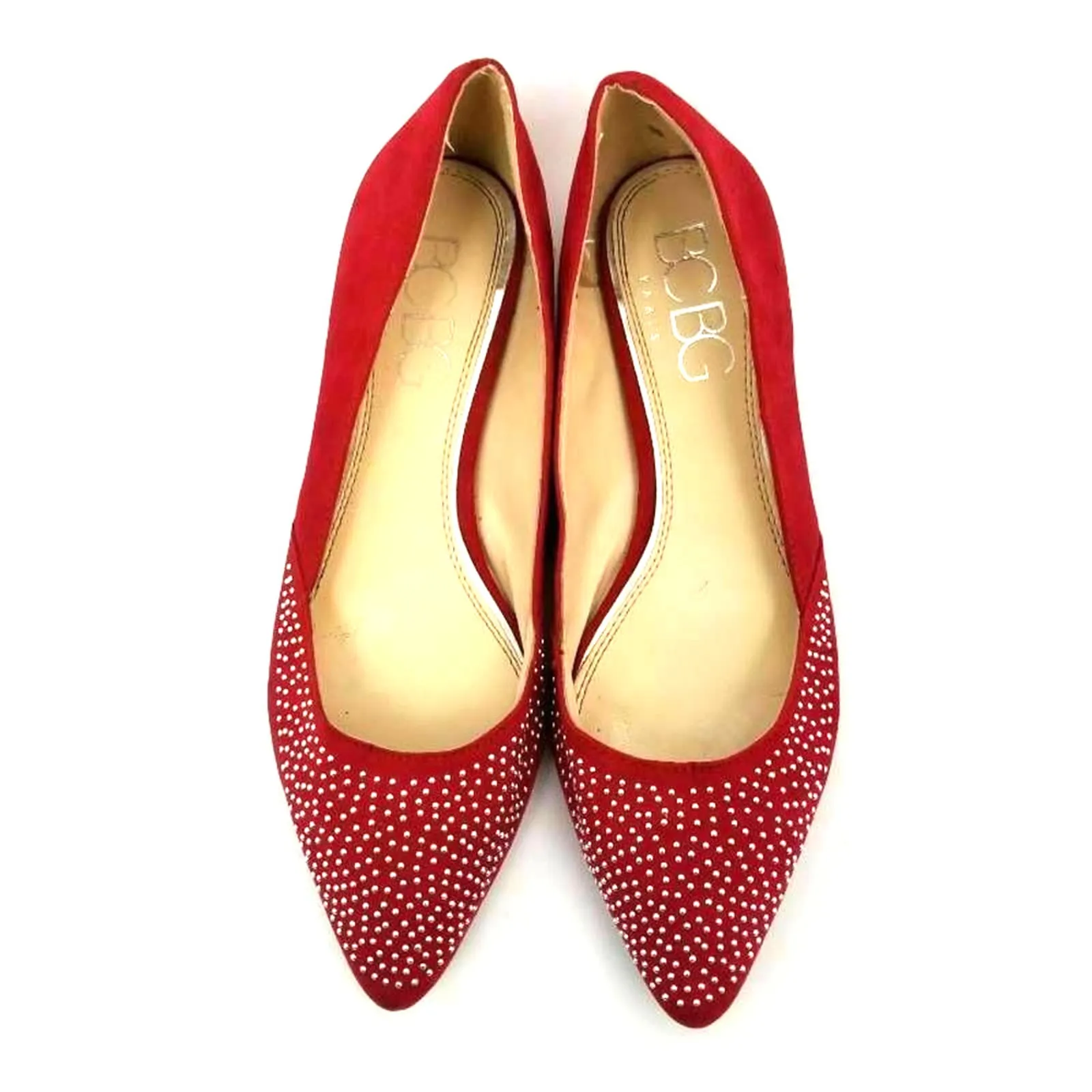 Bcbg Paris Zuzux Ballet Flat Pointed Toes Rhinestone Embelished Flat Shoe Sz 6 B Red - Image 3