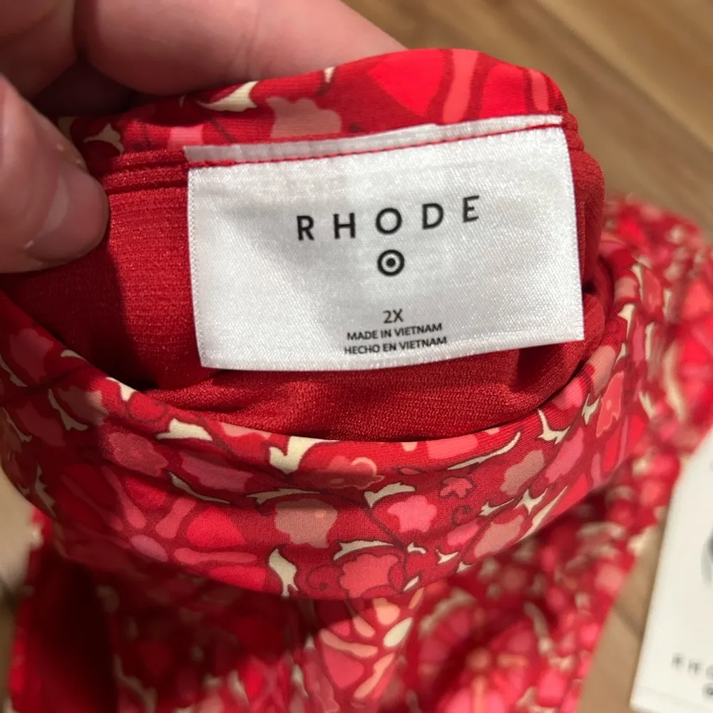 RHODE Red Patterned Bikini Bottom Size 2X - Image 3